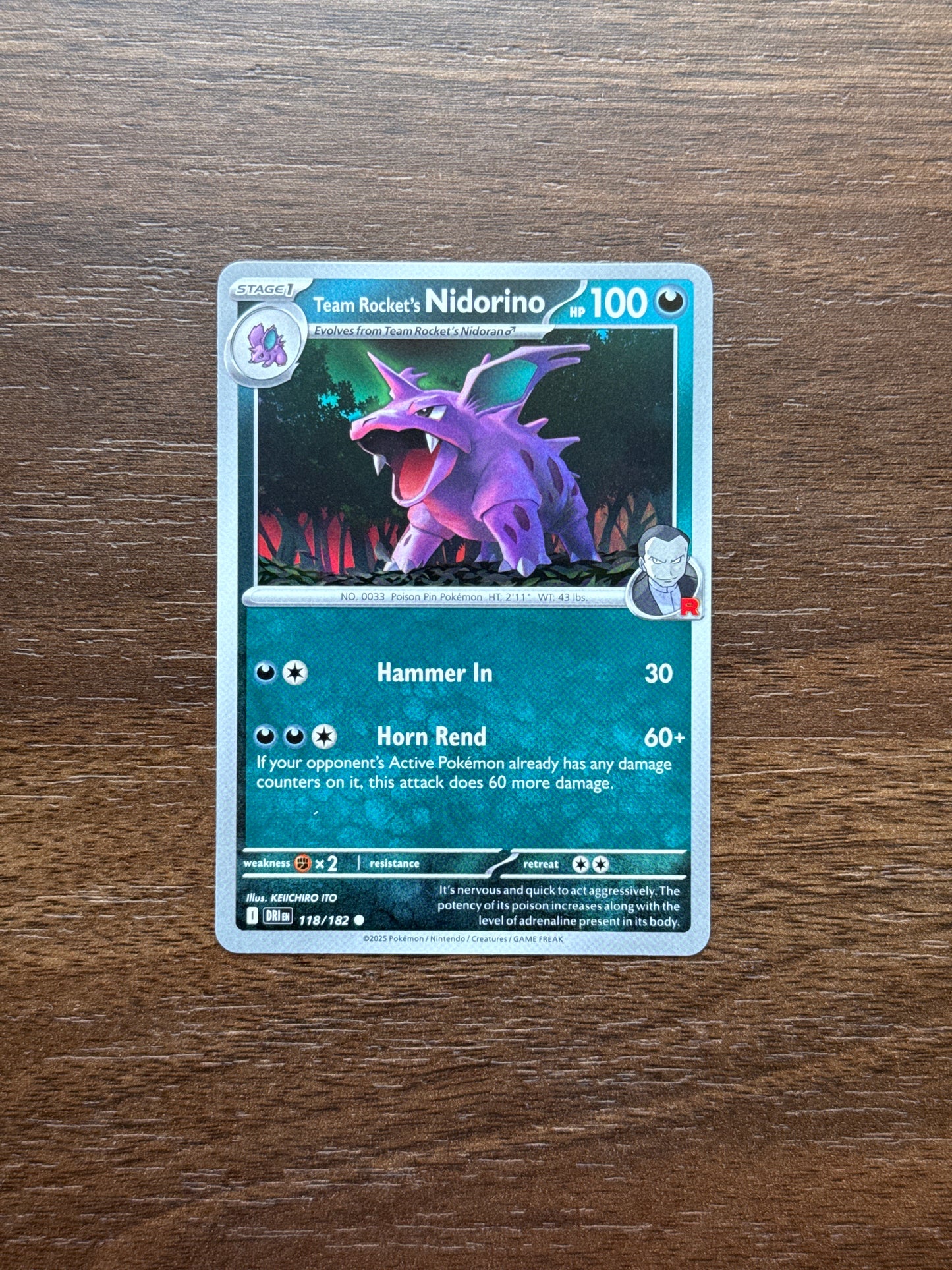 118/182 | Team Rocket’s Nidorino Common | Destined Rivals