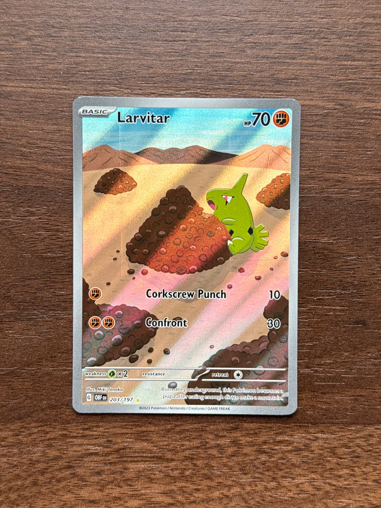 203/197 | Larvitar Illustration Rare | Obsidian Flames