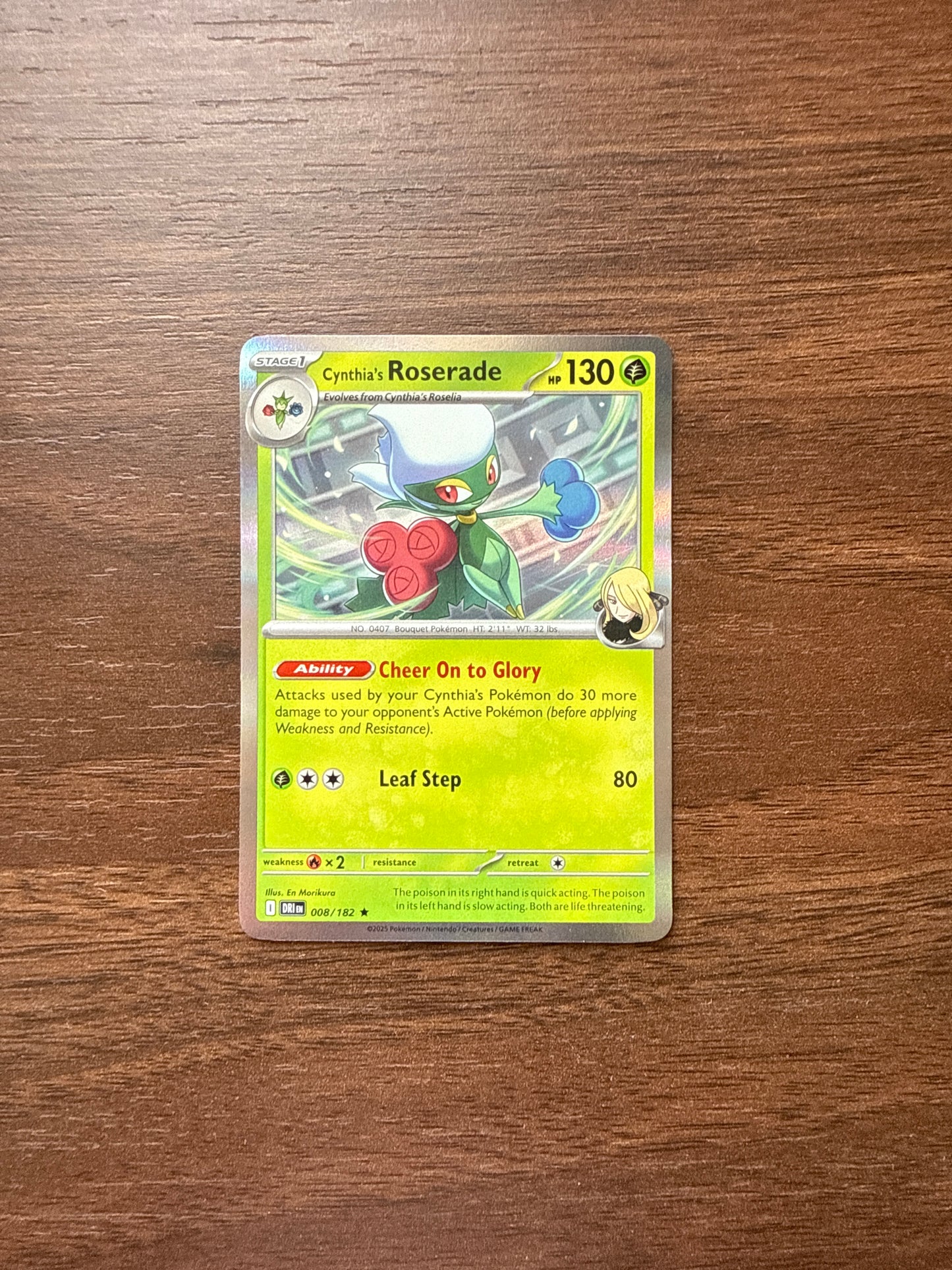 008/182 | Cynthia’s Roserade Holo | Destined Rivals