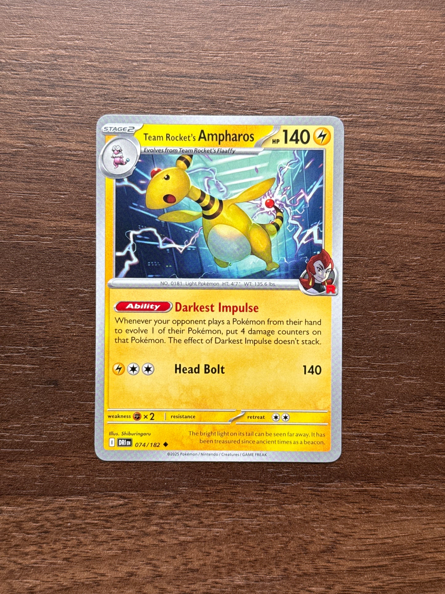 074/182 | Team Rocket’s Ampharos Common | Destined Rivals